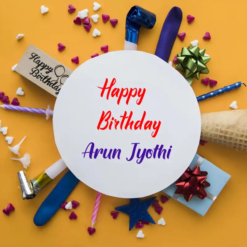 Happy Birthday Arun Jyothi Round Frame Card